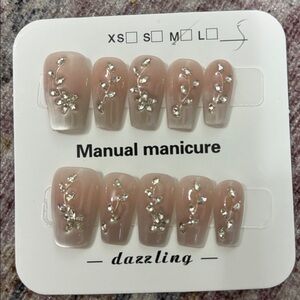 Dazzling Nail Set with Silver Accents